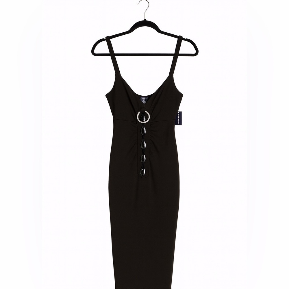 Bisou Bisou Michele Bohbot NEW W Tags Size 12 Black Spaghetti Strap Dress